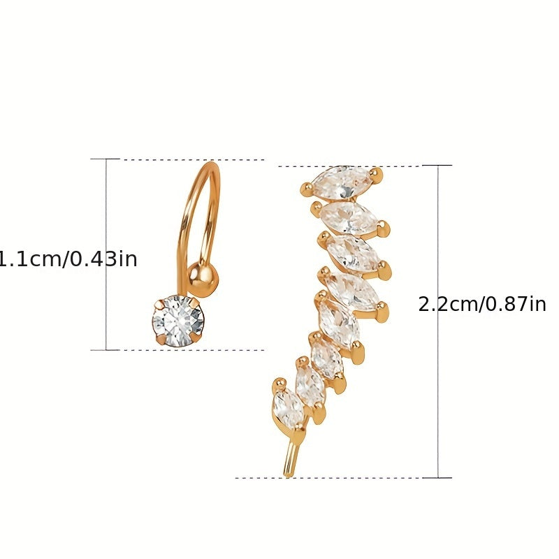 Star Leaf Flower Pearl Zircon Stud Earrings for One Ear