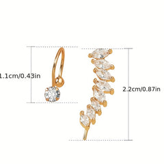 Star Leaf Flower Pearl Zircon Stud Earrings for One Ear
