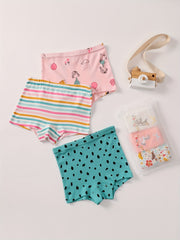 3pcs Cartoon Pattern Panties Comfy Kid's Underwear