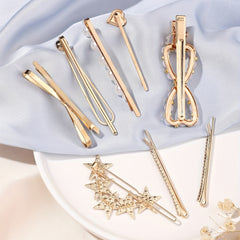 8pcs Hair Pin Metal Clip Pearl Rhinestone Decor Hairpin Bow Shape Women Girls