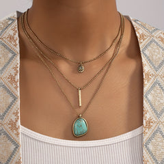 Vintage Boho Turquoise Multilayer Necklace For Women Girls Gift