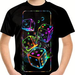 Boys 3D Print T shirt Cubes Kids Casual Top