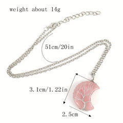 Moon Necklace Fortune Tree Natural Stone Amethyst Pendant