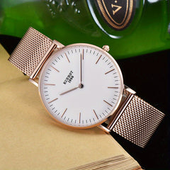 KUERST Mesh Strap Ultra thin Quartz Watch Romantic Love Element Wrist Watch