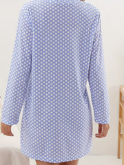 Polka Dot Print Nightdress Long Sleeve Pajama Dress