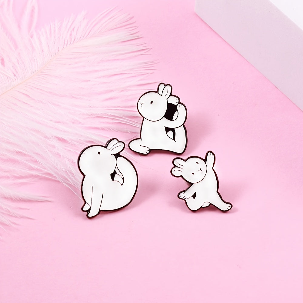 Cartoon Rabbit & Girl Enamel Pin Set for Clothes & Bag