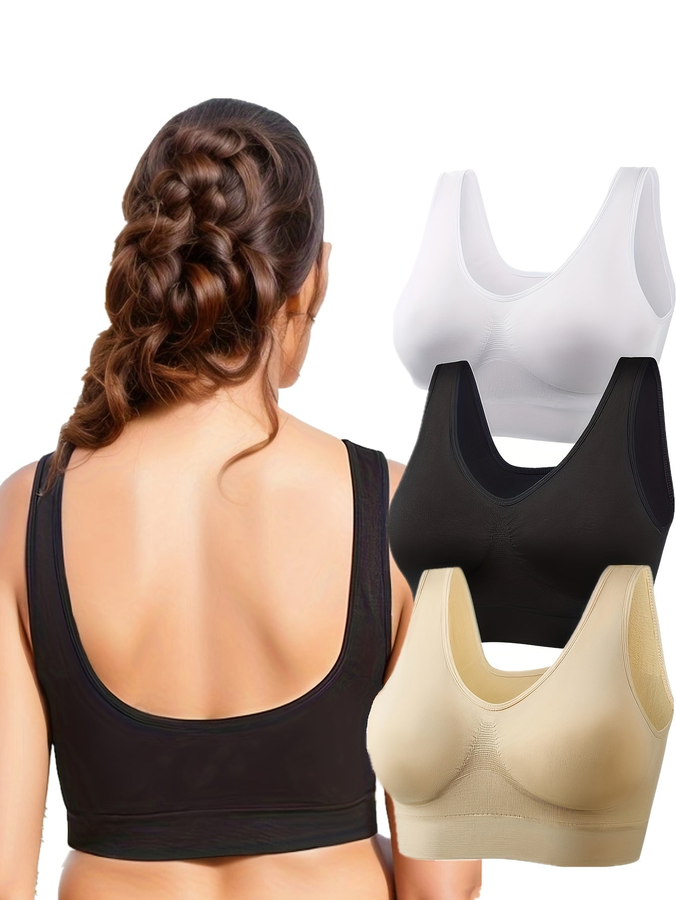 3 Pack Women's Plus Seamless Sports Bra Set