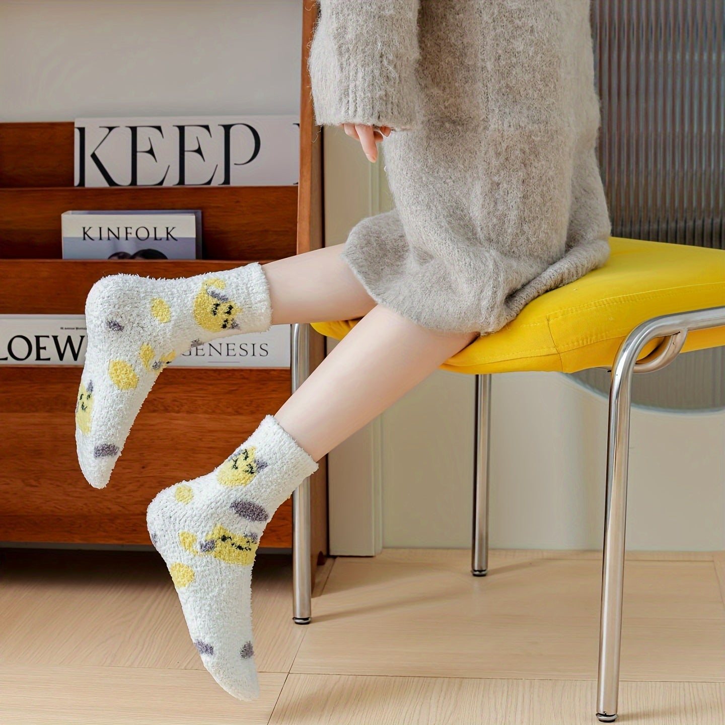 Animal Pattern Plush Socks Soft Mid Tube Socks Women's Stockings