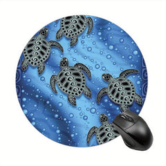Round Non-Slip Gaming Mouse Pad for Women and Girls - Little Turtle Design
