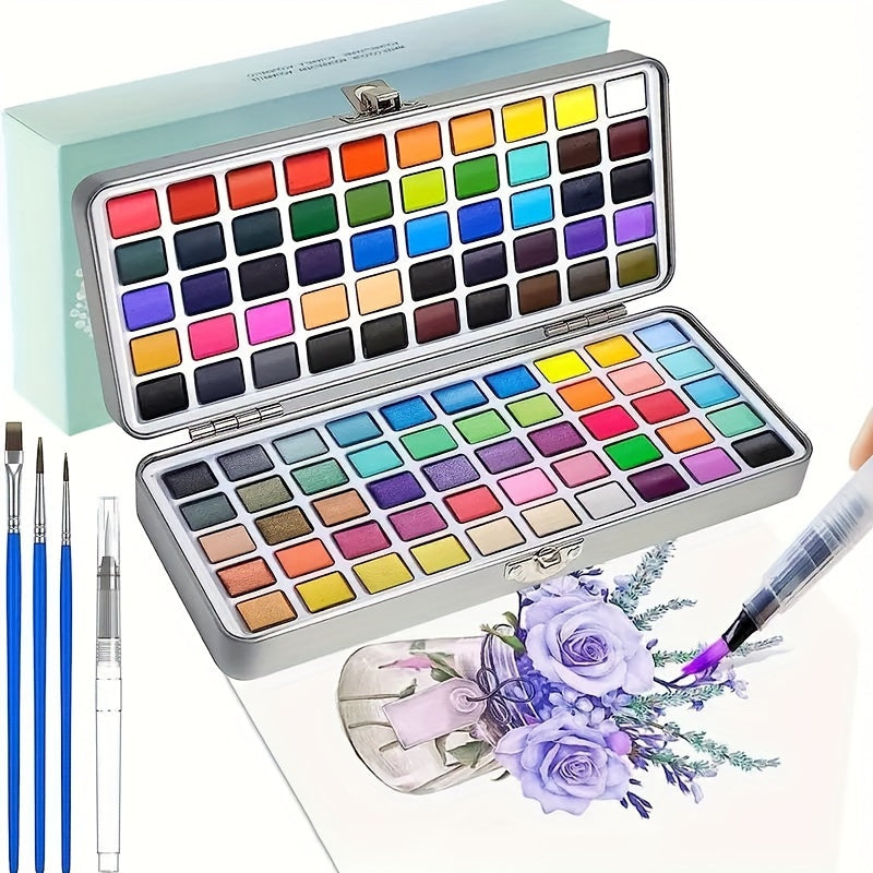 Solid Watercolor Paint Set in Metal Box 12 Colors