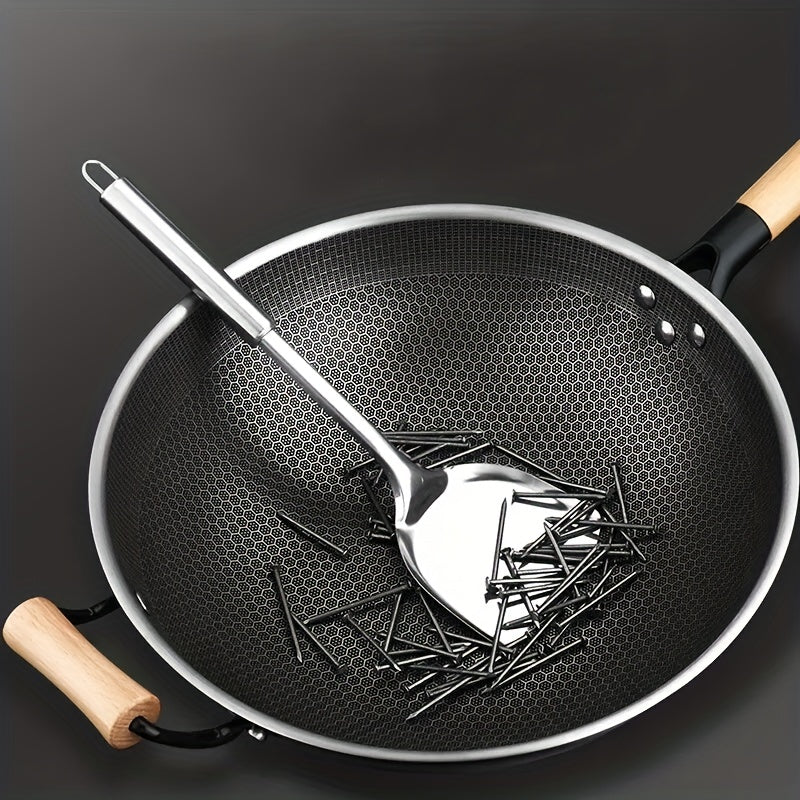 Non Stick Wok With Lid 32 Stainless Steel Honeycomb Coating Deep Frying Pan