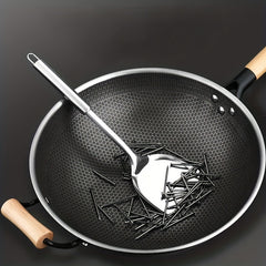 Non Stick Wok With Lid 32 Stainless Steel Honeycomb Coating Deep Frying Pan