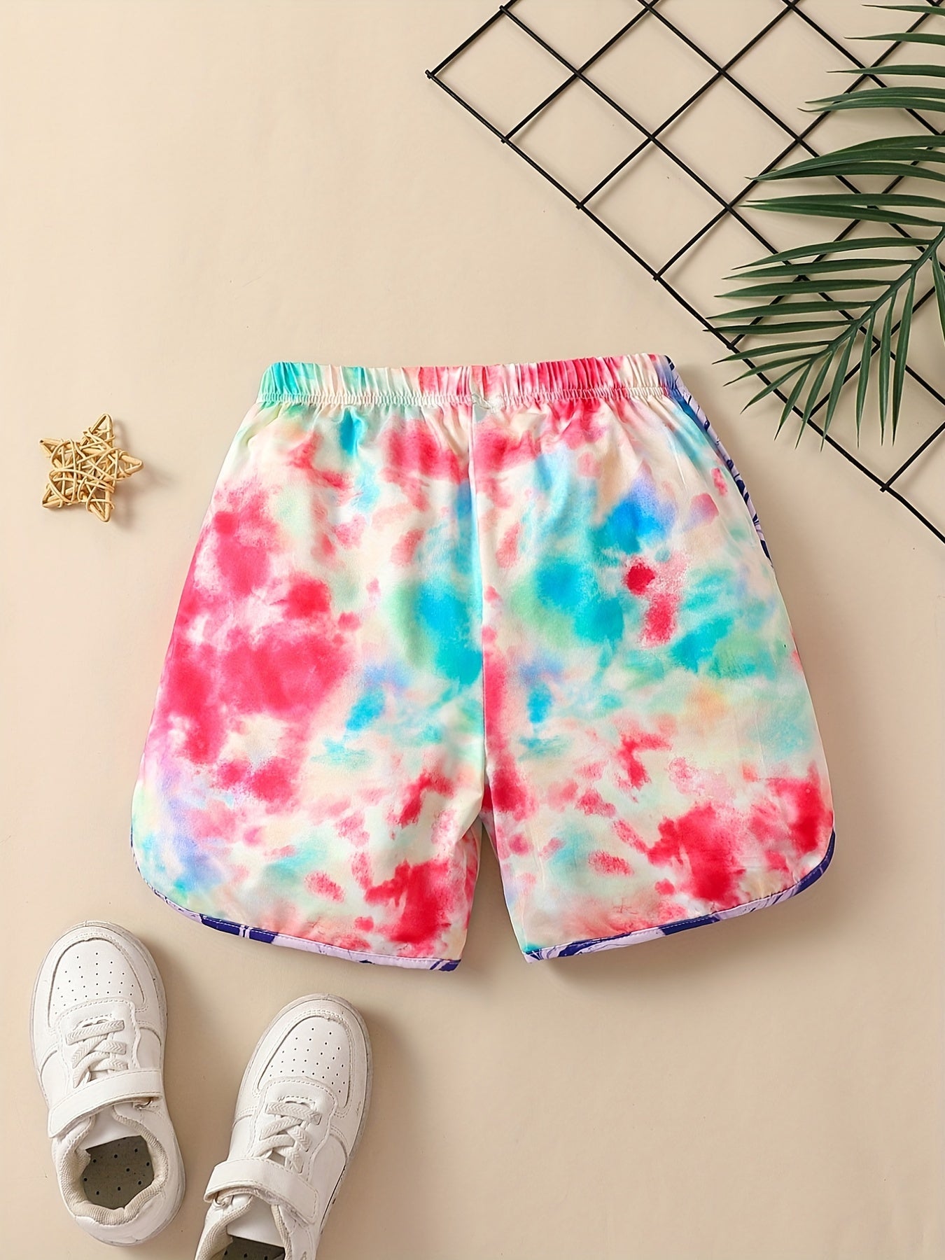 Girls Tie Dye Striped Beach Shorts Breathable Summer Shorts 3-12 Years