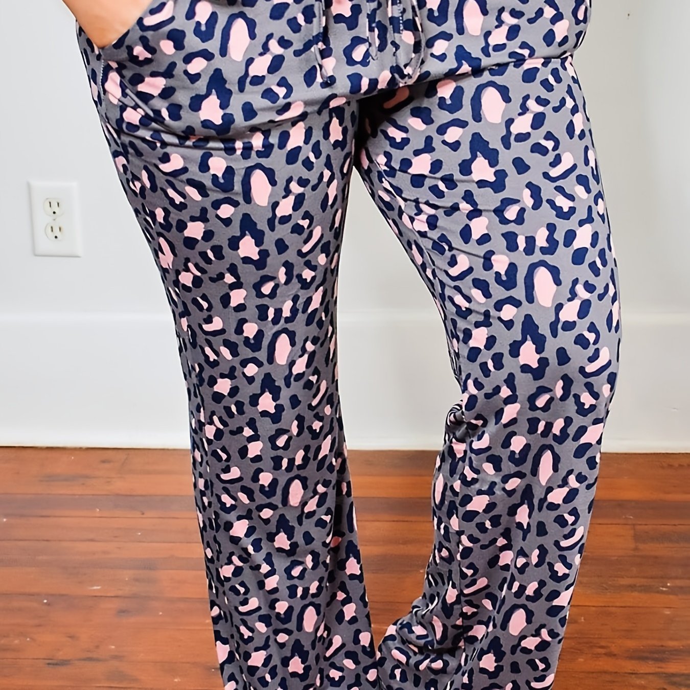 Leopard Print High Rise Drawstring Pants