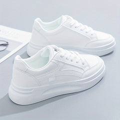 Women Round Toe Flat Sneakers Lace Up Low Top Board Shoes