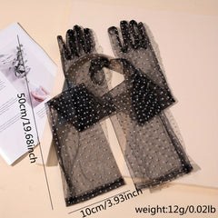 Polka Dot Long Gloves Transparent Decorative Party Prom Gloves Women