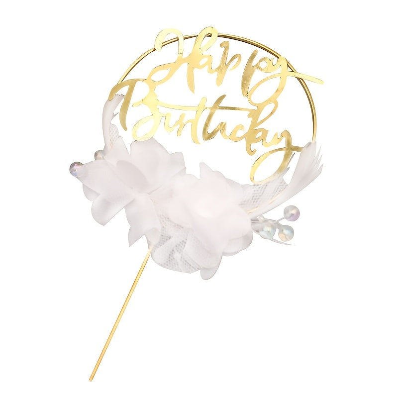 Feather Cake Insert Flag for Birthday Decor