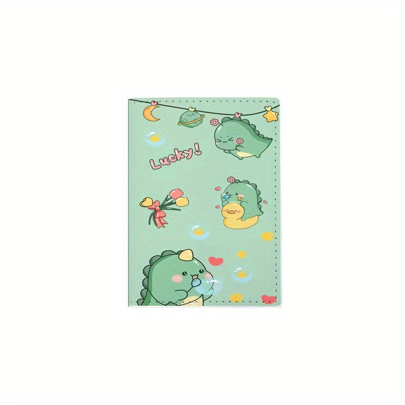 Cartoon Dinosaur Green Passport Protective Cover Waterproof Passport Bag