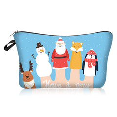 Christmas Pattern Makeup Bag Zipper Cosmetic Organizer Travel Toiletry Bag