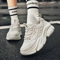 Women's Heightened Running Shoes Mesh Lightweight Lace Up Chunky Sneakers