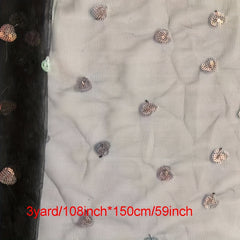 Colorful Heart Mesh Sequin Fabric 0.91m 2.74m 4.57m