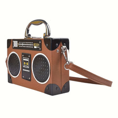 Vintage Mini Radio Crossbody Bag PU Leather Handbag