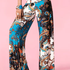  Boho Wide Leg Paisley Sports Pants