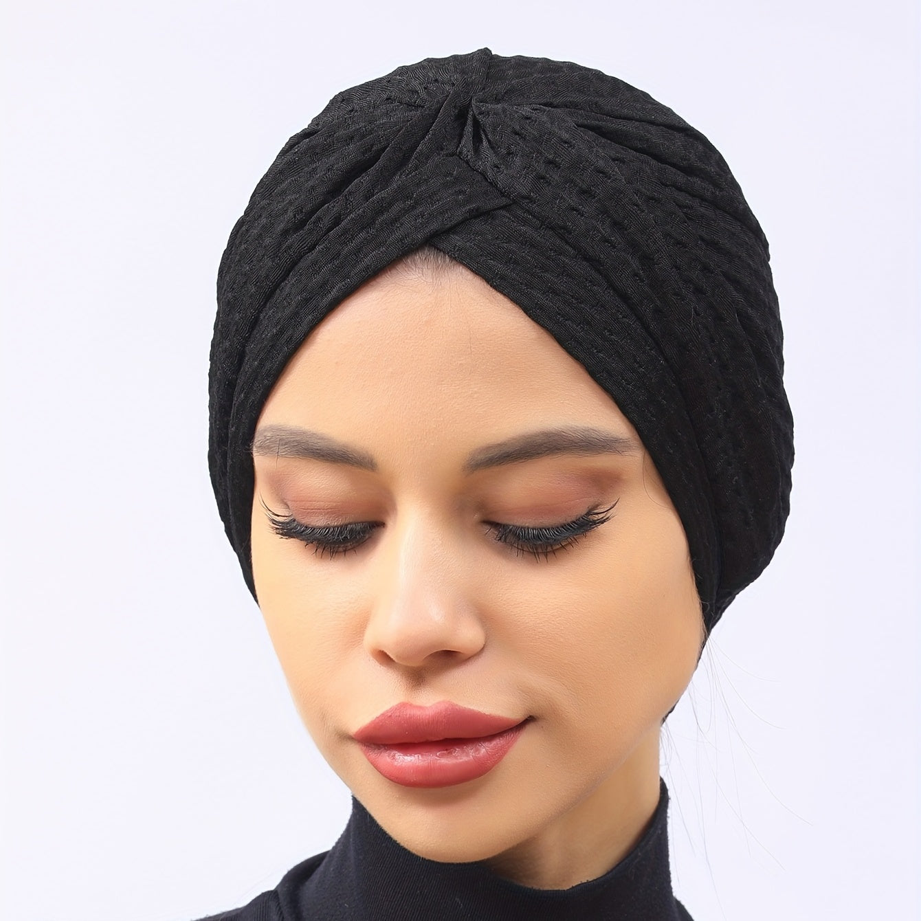 Solid Lace Turban Cap Head Wraps Elastic Hijab Hats Ramadan Beanie