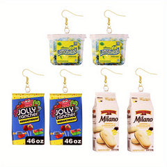 Funny Snack Bag Dangle Earrings Chip Candy Cookie Chocolate Bag Hip Hop Style