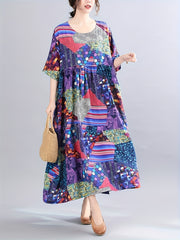  Allover Print Loose Maxi Dress