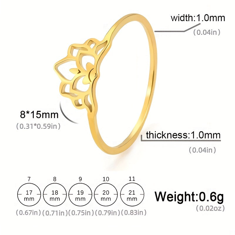 Lucky Nine Petal Lotus Ring Stainless Steel Classic Finger Ring Gift