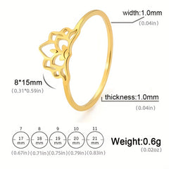Lucky Nine Petal Lotus Ring Stainless Steel Classic Finger Ring Gift