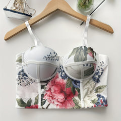 Floral Print Cami Corset Bustier Tummy Control Push Up Slimmer Body Shaper