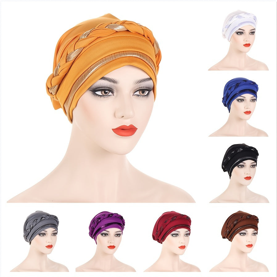 Braided Twist Turban Hat Block Beanies Women's Bandana Outdoor Hijab Hat
