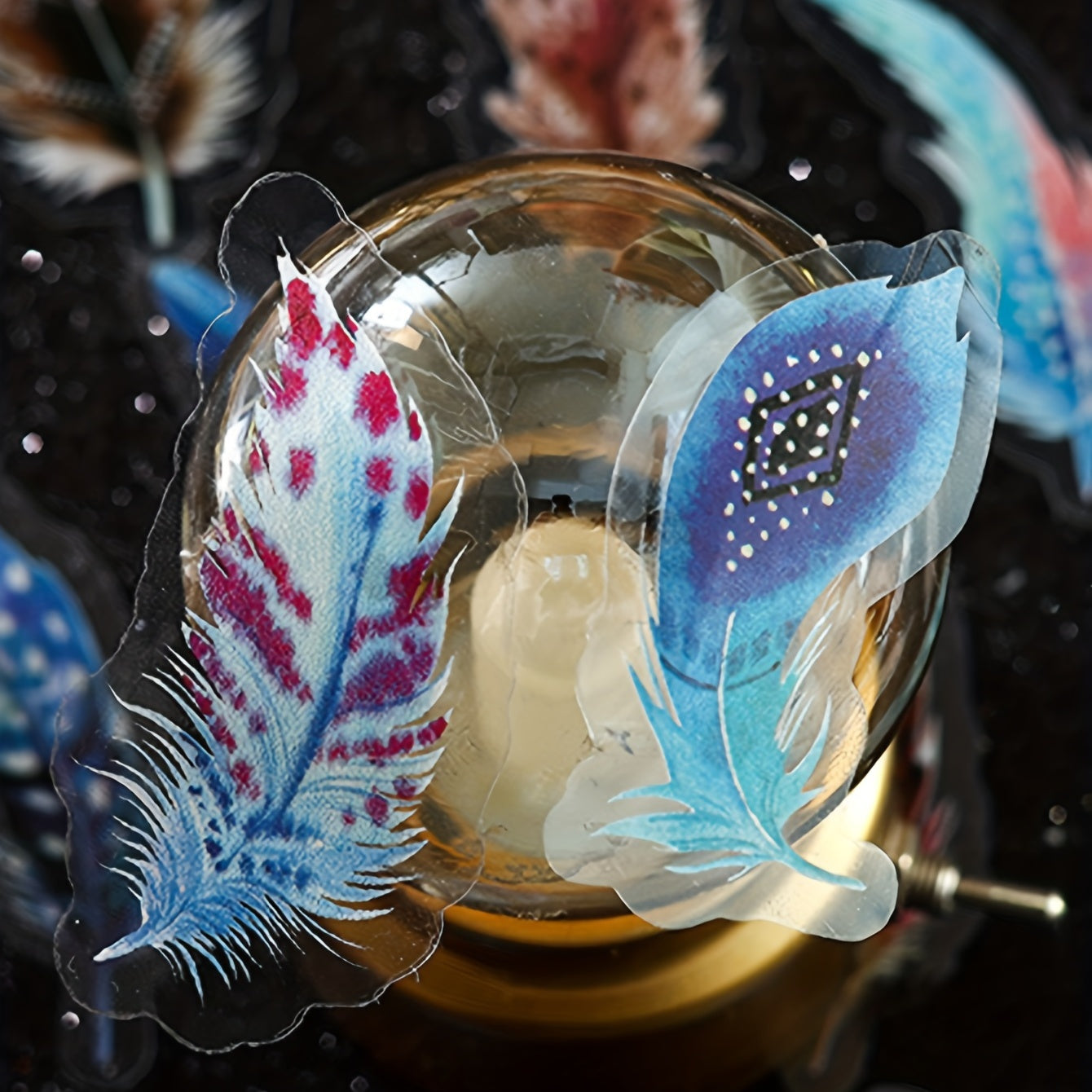 40pcs PET Feather Series Decorative Sticker Pack Water Bottle Laptop Bike