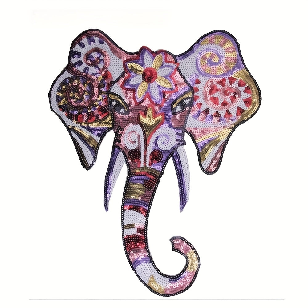 Elephant Sequin Embroidery Stickers Clothing Art Decoration