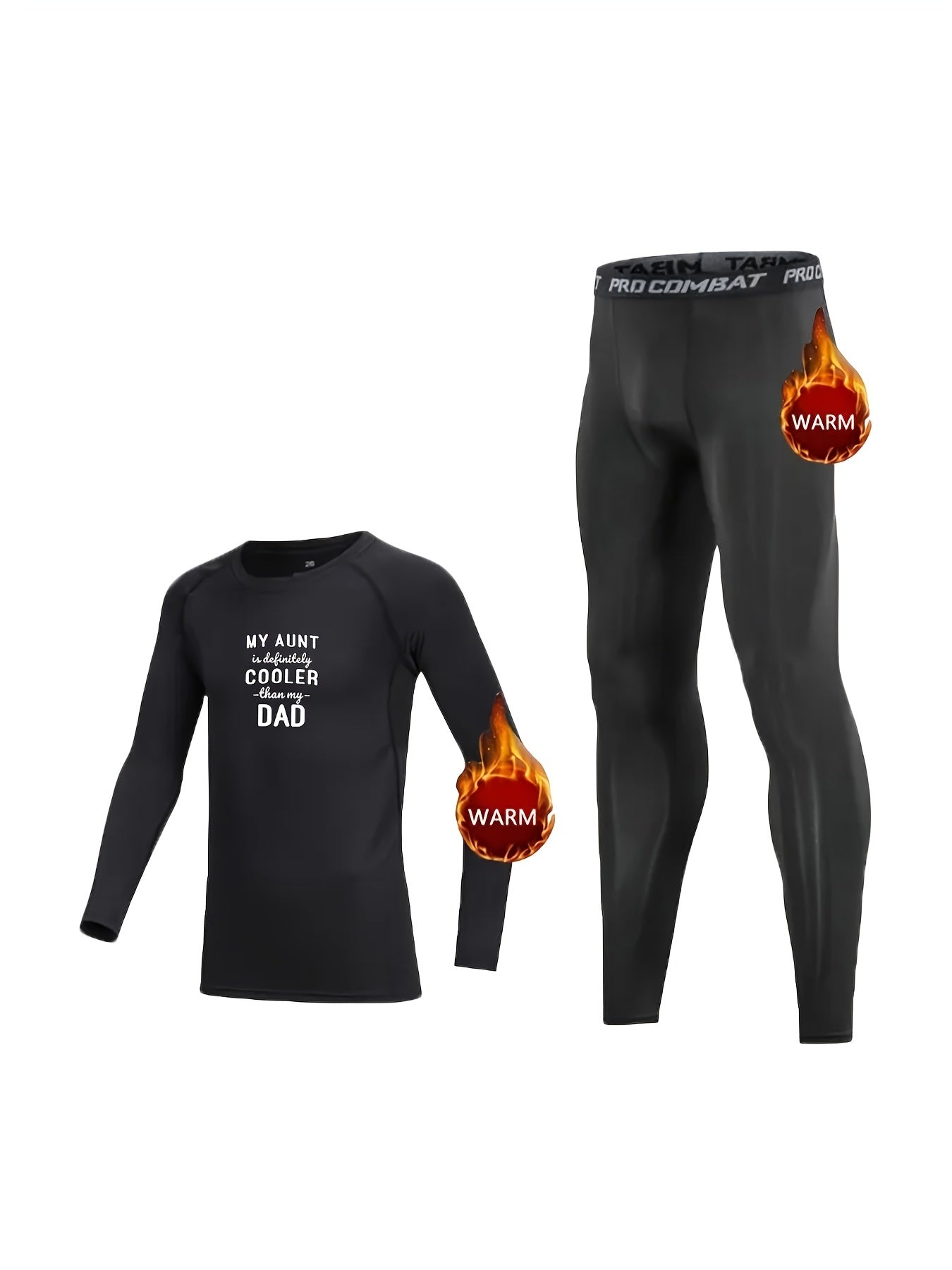 2pcs Toddler Fleece Compression Sets COOLER THAN DAD Print