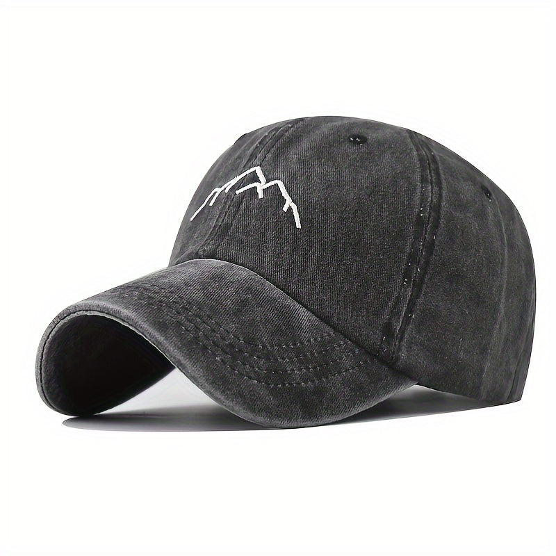 Vintage Mountain Embroidery Baseball Cap Unisex Distressed Dad Hat