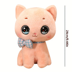 Fluffy Cartoon Cat Plush Toy 9.44in Stuffed Animal Light Pink
