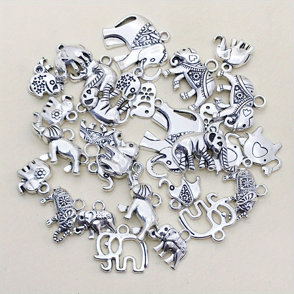 30pcs Antique Silver Elephant Charms Pendants DIY Jewelry Making Findings