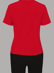  Casual Outfit: Women's Plus Letter Print Short Sleeve Tee