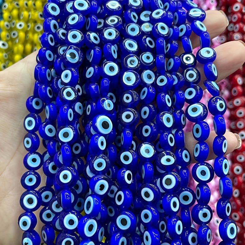 48pcs 8mm Evil Eye Glass Beads for Jewelry Making DIY Charms Materials