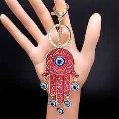 Lucky Eye Hamsa Hand Key Chain Men Evil Eyes Tassel Keyring Bag Accessory