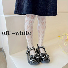 Girls Kids Thin Hollowed out Tights Heart Breathable Pantyhose