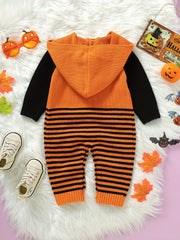 Baby Halloween Jacquard Knit Hooded Jumpsuit