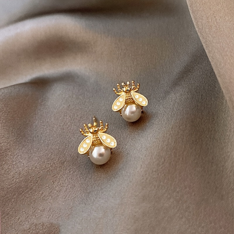 Bee Pearl Earrings For Women Girls