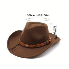 Casual Sunshade Straw Hat with Belt & Metal Buckle for Travel Seaside