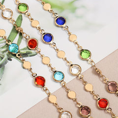 1 Meter Colorful Round Crystal Clip Copper Chain Diy Bracelet Necklace