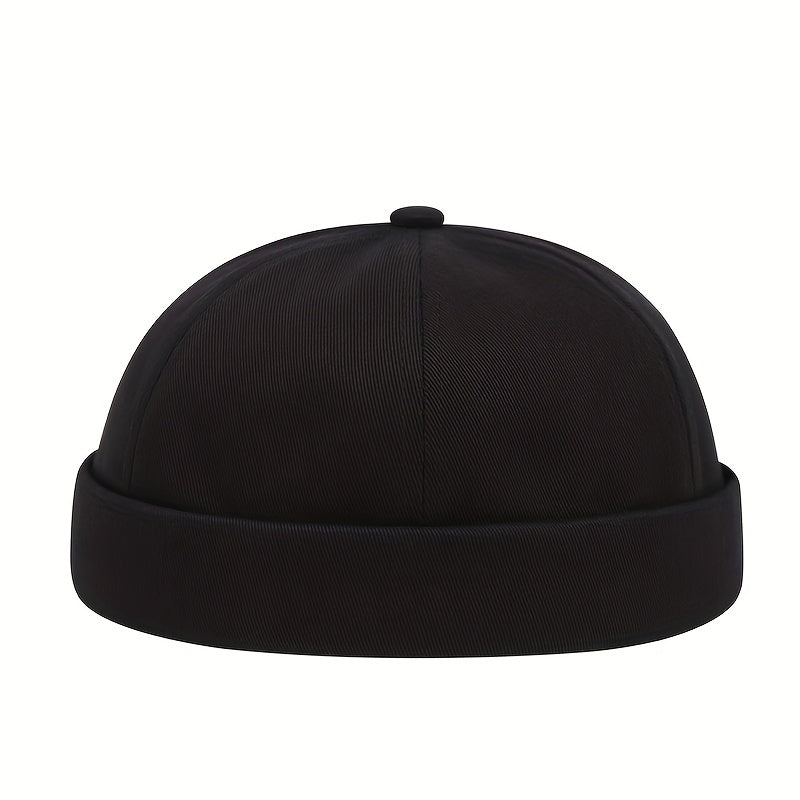 Vintage Beanie Cap Rolled Cuff Brimless Hat for Men Women