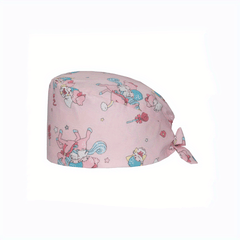 Cartoon Print Nurse Scrub Cap Adjustable Elastic Women Working Hat